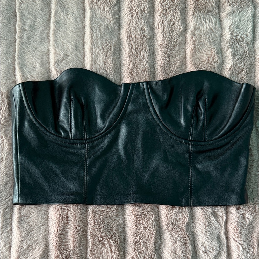 Black Faux Leather Corset Top